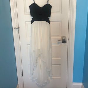 Arden B Black and White Hi-Low Cutout Dress